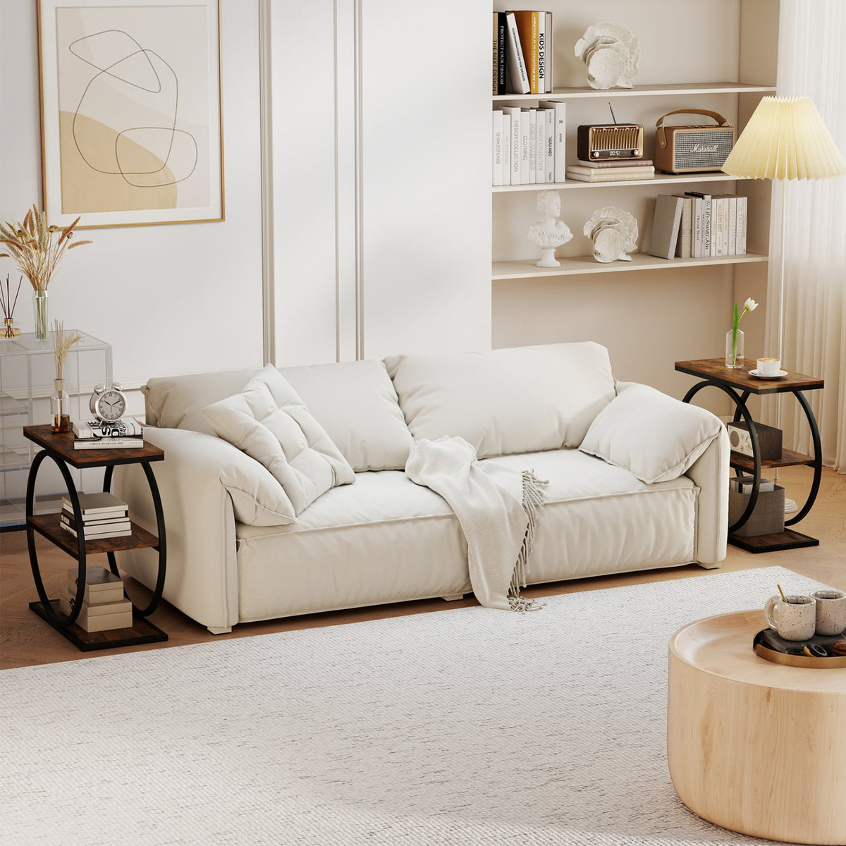 2 Industrial Faux Marble Side Tables, Metal Frame, Small Spaces, Rustic Brown End & Side Tables at Gallery Canada