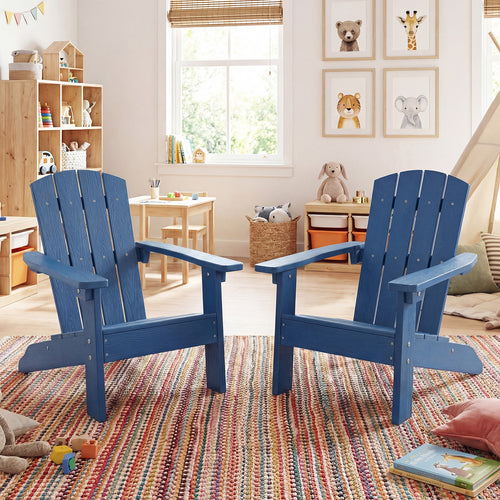 Set Of 2 Kids Adirondack Chair, High Backrest, Navy
