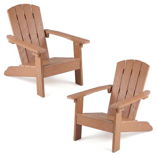 Kid's Adirondack Chair Set, High Backrest, Armrests, Teak