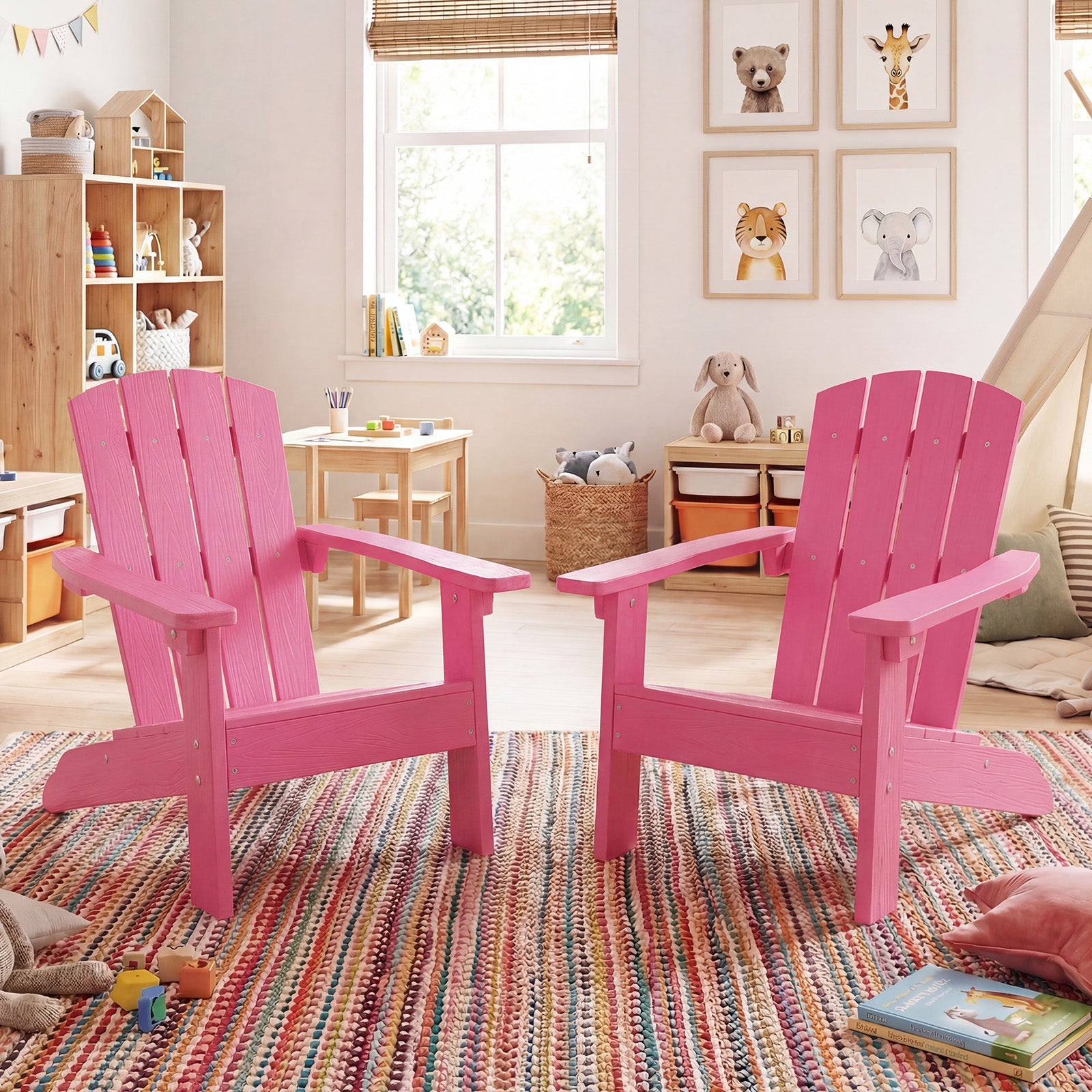 Kids Adirondack Chair Set Of 2, High Backrest, Pink Kids Chairs & Seating at Gallery Canada