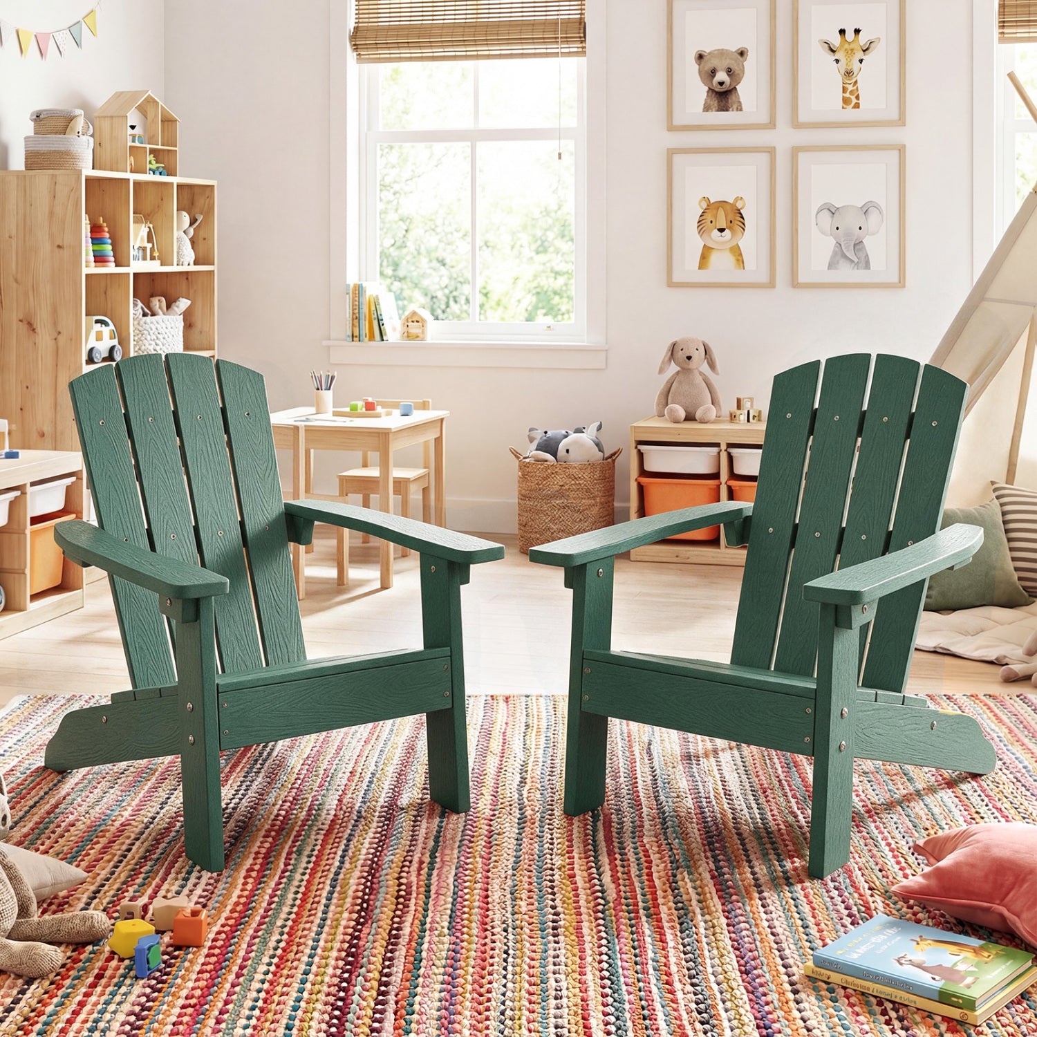 Set of 2 Kid's Adirondack Chair, Green Kids Chairs & Seating at Gallery Canada