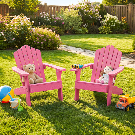 Set of 2 Children's Adirondack Chairs, Outdoor, Pink Adirondack Chairs Pink at Gallery Canada