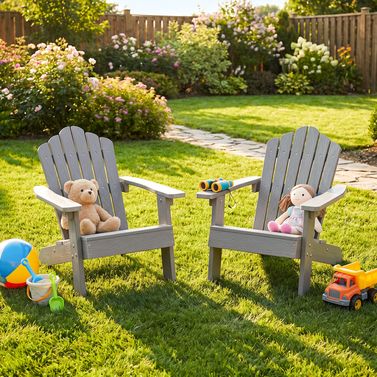 Set of 2 Kids Adirondack Chairs Outdoor, Grey Adirondack Chairs at Gallery Canada