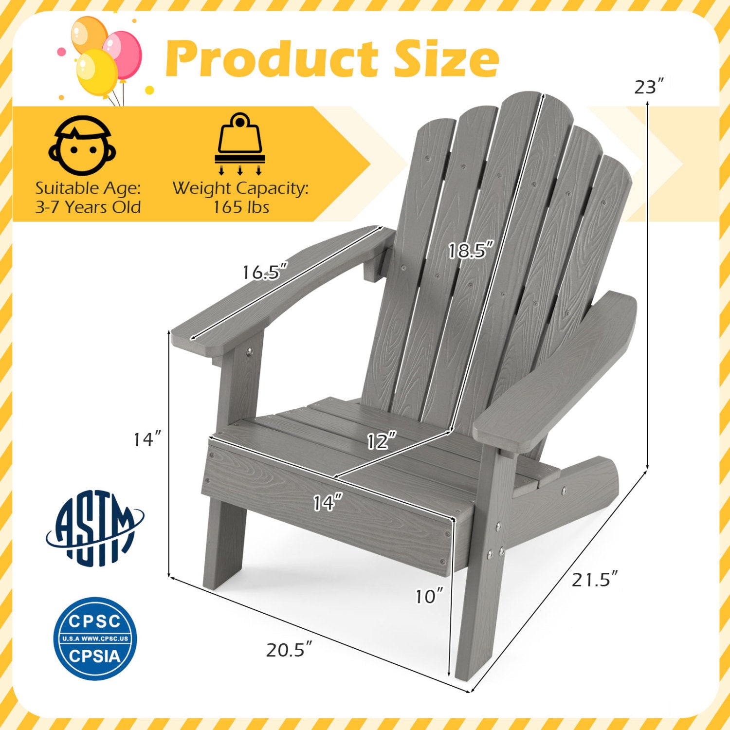 Set of 2 Kids Adirondack Chairs Outdoor, Grey Adirondack Chairs at Gallery Canada
