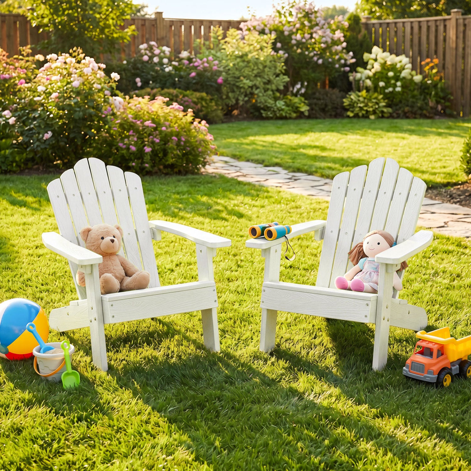 Set of 2 Kids Adirondack Chairs, Outdoor Chairs, White Adirondack Chairs at Gallery Canada