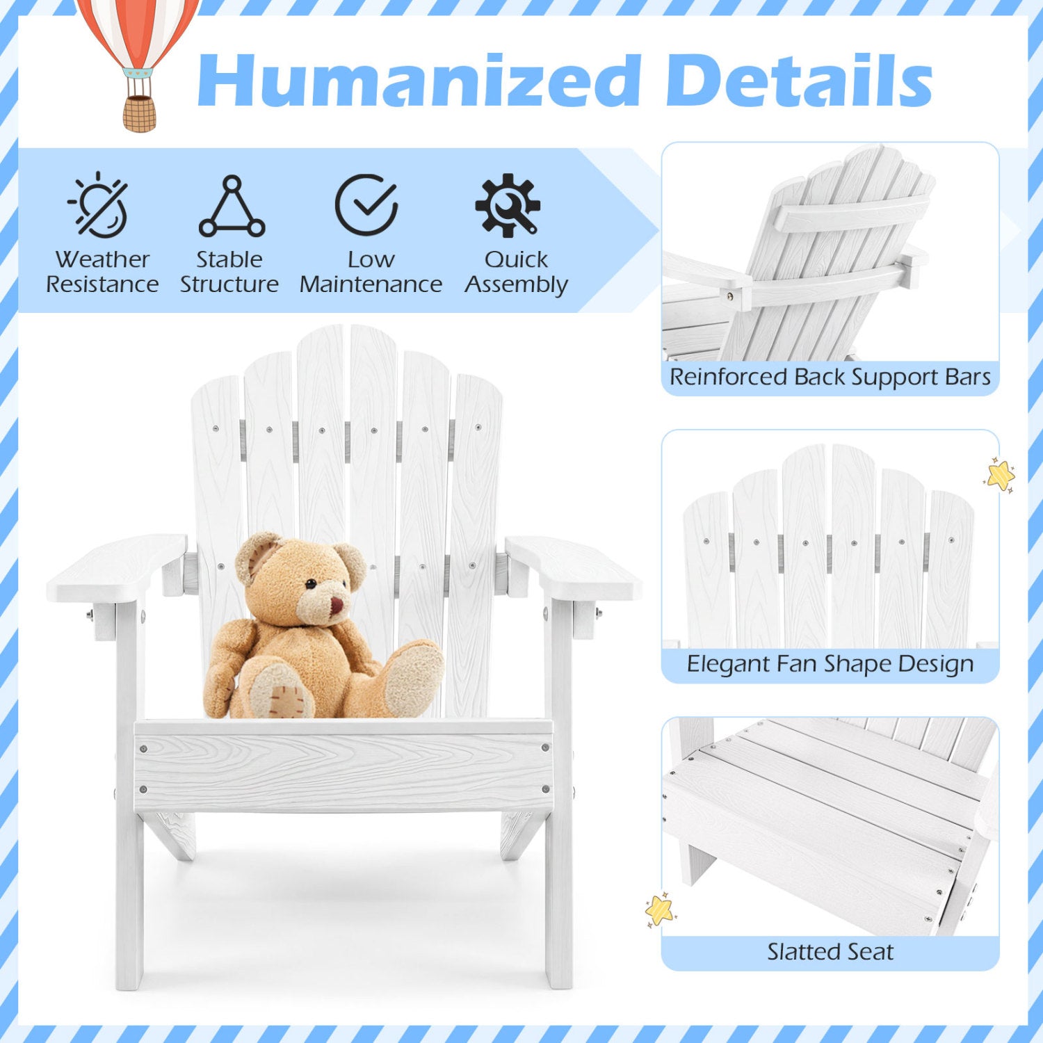 Set of 2 Kids Adirondack Chairs, Outdoor Chairs, White Adirondack Chairs at Gallery Canada