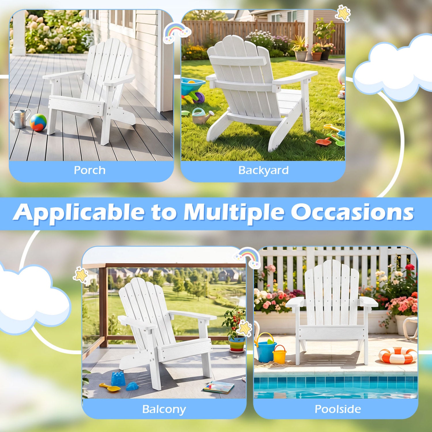 Set of 2 Kids Adirondack Chairs, Outdoor Chairs, White Adirondack Chairs at Gallery Canada