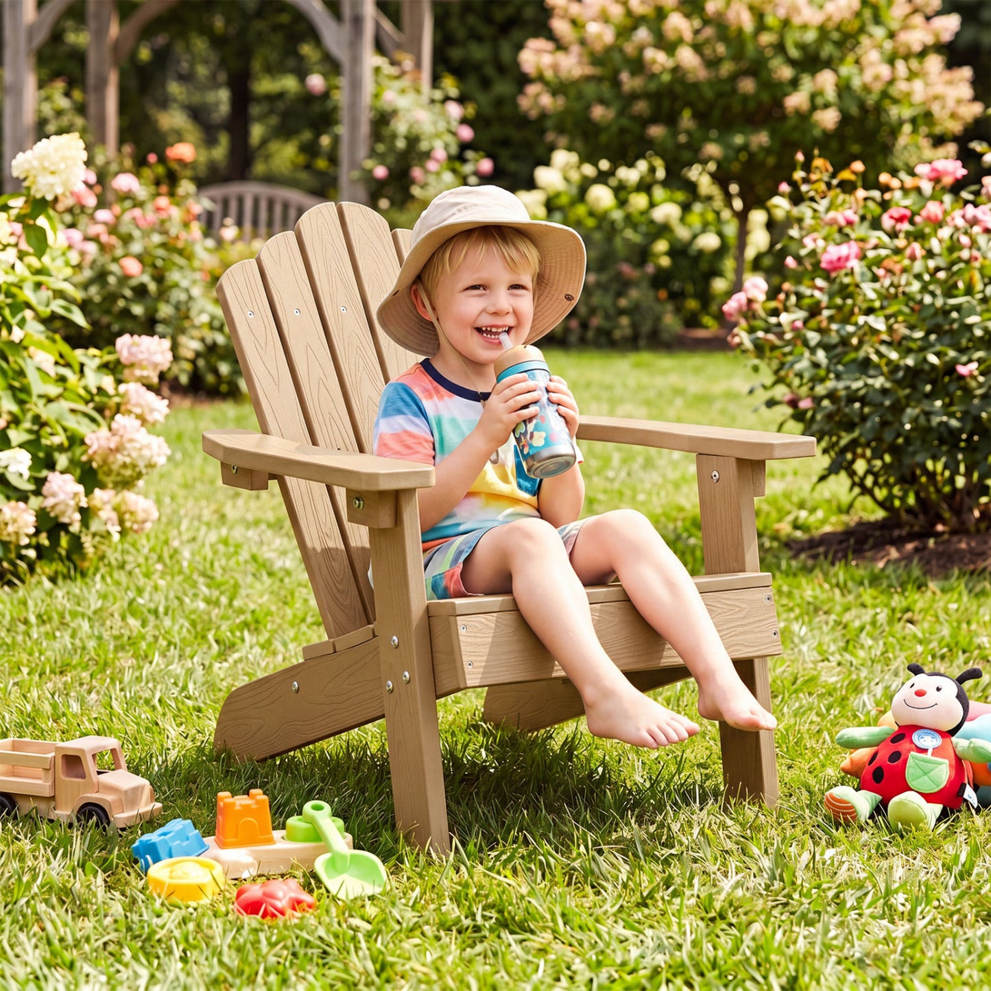 Set of 2 Kids Adirondack Chairs, Outdoor, Brown Adirondack Chairs at Gallery Canada