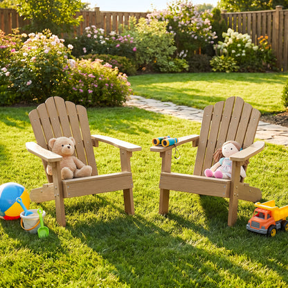 Set of 2 Kids Adirondack Chairs, Outdoor, Brown Adirondack Chairs at Gallery Canada