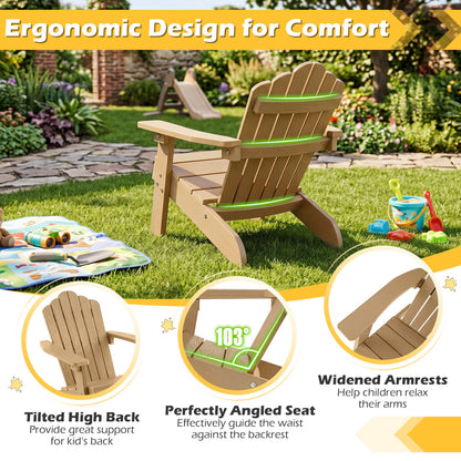 Set of 2 Kids Adirondack Chairs, Outdoor, Brown Adirondack Chairs at Gallery Canada