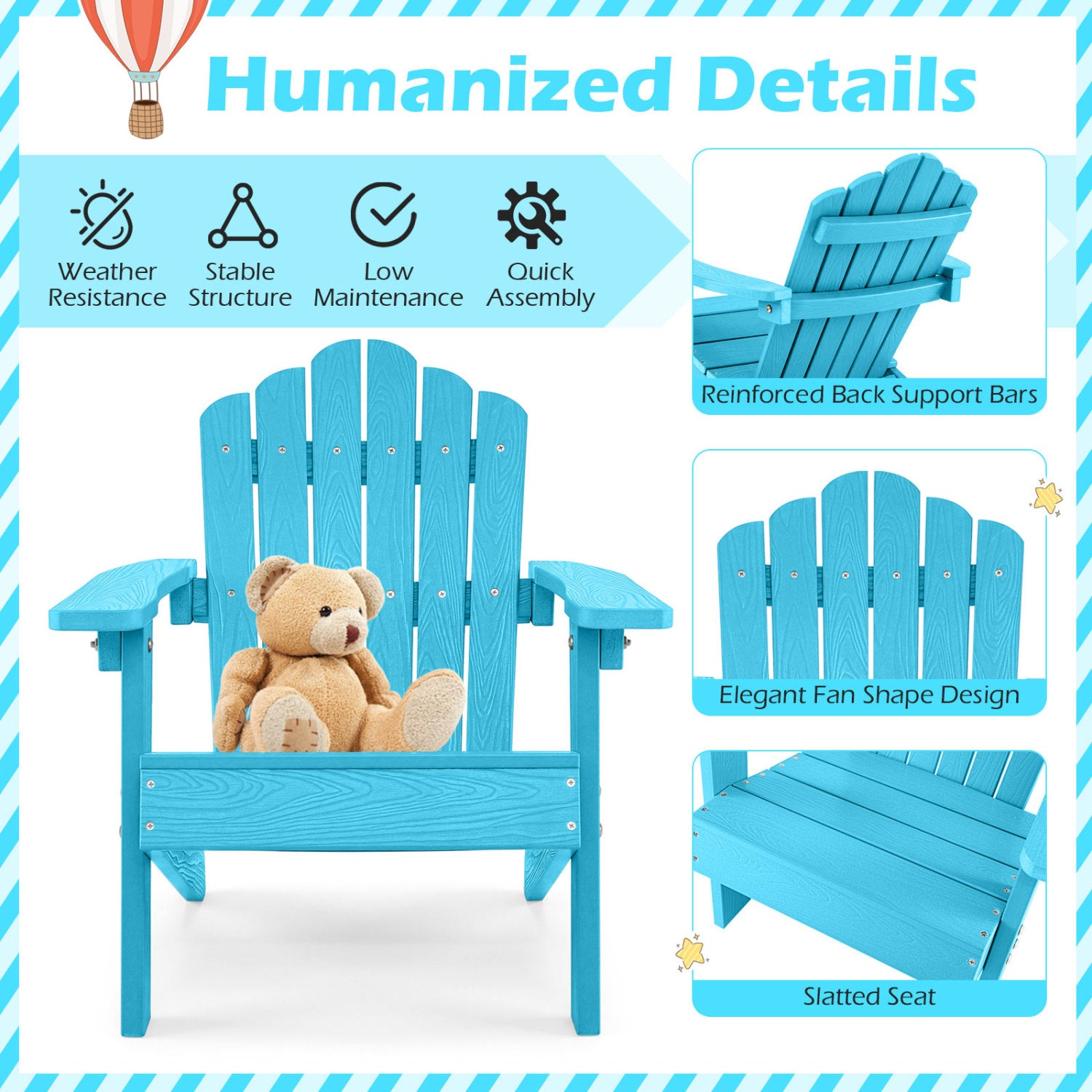 Set of 2 Kids Adirondack Chairs, Outdoor, Turquoise Adirondack Chairs at Gallery Canada