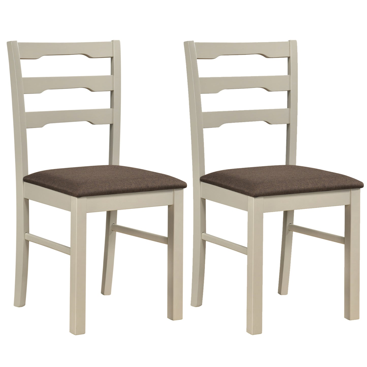 Set of 2 Linen Style Upholstered Dining Chairs with Wood Frames, White Dining Chairs White at Gallery Canada