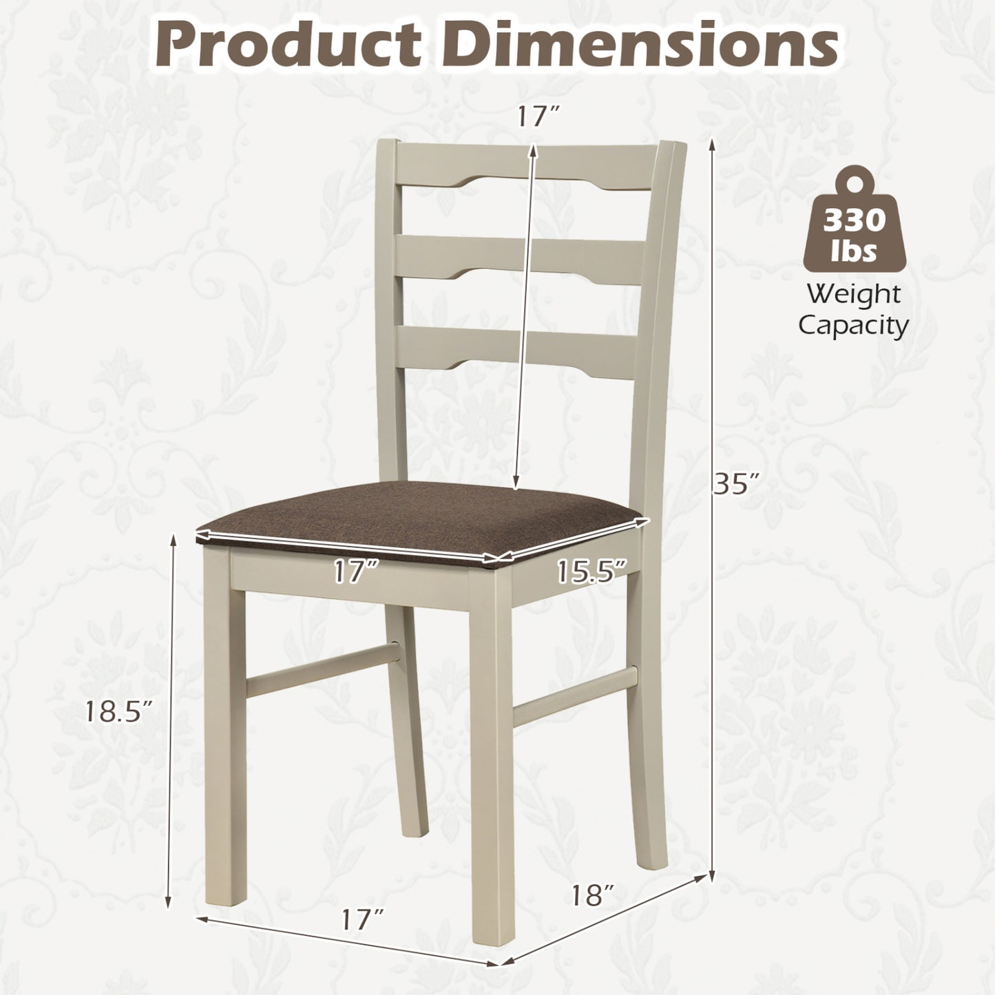 Set of 2 Linen Style Upholstered Dining Chairs with Wood Frames, White Dining Chairs at Gallery Canada