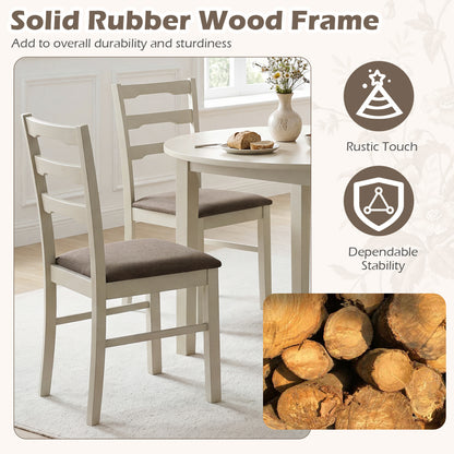 Set of 2 Linen Style Upholstered Dining Chairs with Wood Frames, White Dining Chairs at Gallery Canada