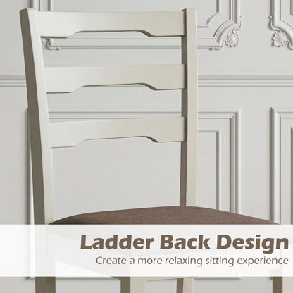 Set of 2 Linen Style Upholstered Dining Chairs with Wood Frames, White Dining Chairs at Gallery Canada