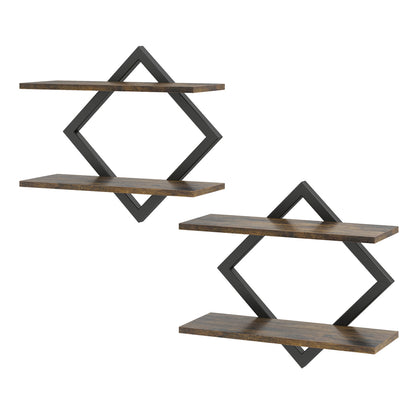 Set of 2 Metal Floating Shelves, Rustic Brown Bookcases at Gallery Canada