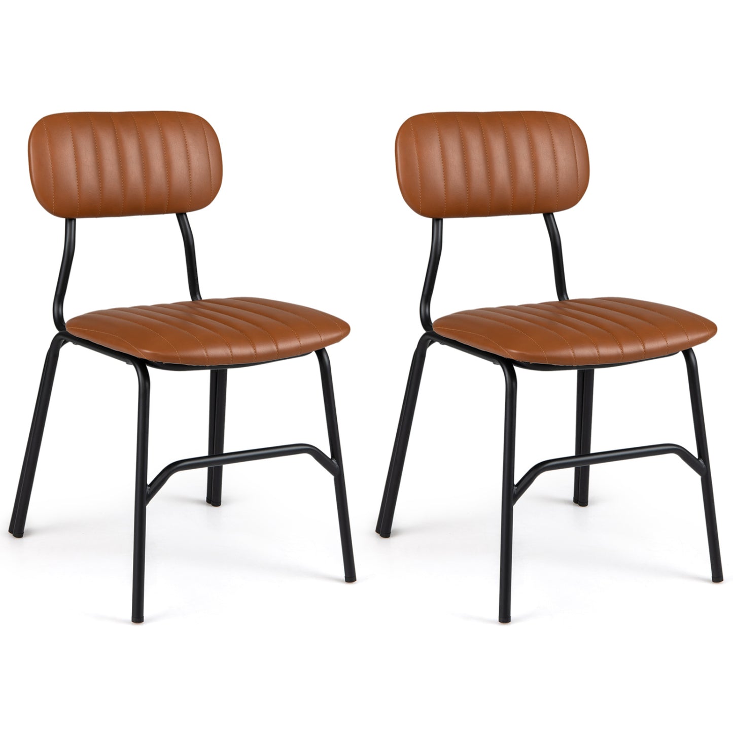 Set of 2 Modern Dining Chairs, Brown
