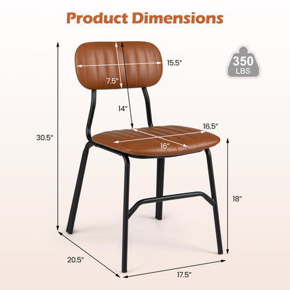 Set of 2 Modern Dining Chairs, Brown