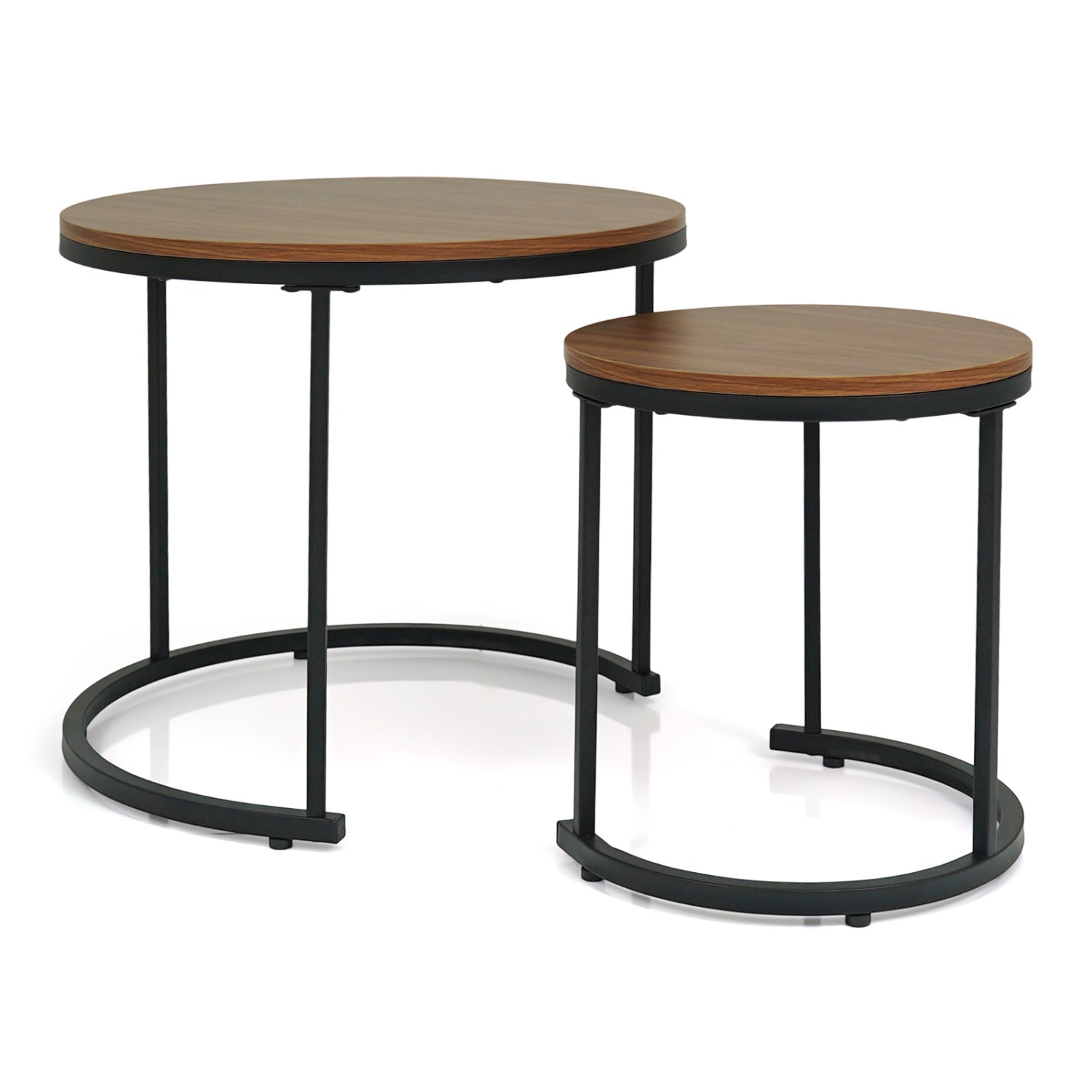Set Of 2 Modern Round Stacking Nesting Coffee Tables, Brown Coffee Tables Brown at Gallery Canada