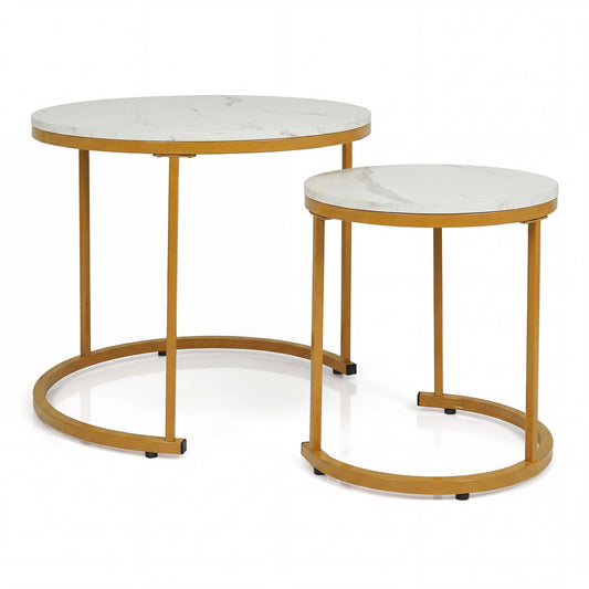 Set Of 2 Modern Round Stacking Nesting Coffee Tables, Golden Coffee Tables Golden at Gallery Canada