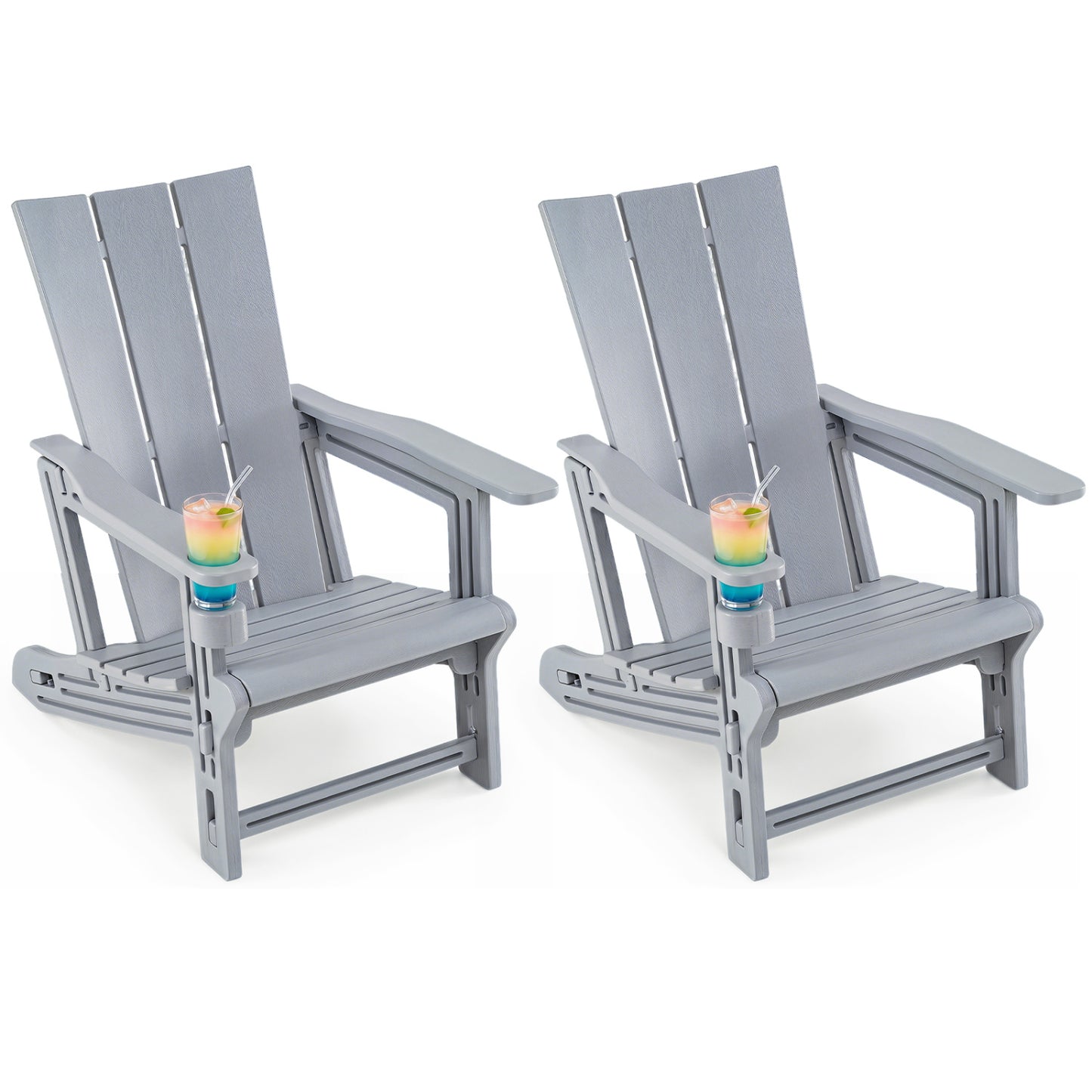 Set of 2 Outdoor Adirondack Chairs, Gray Adirondack Chairs Gray at Gallery Canada