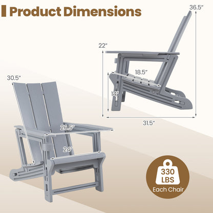 Set of 2 Outdoor Adirondack Chairs, Gray Adirondack Chairs at Gallery Canada