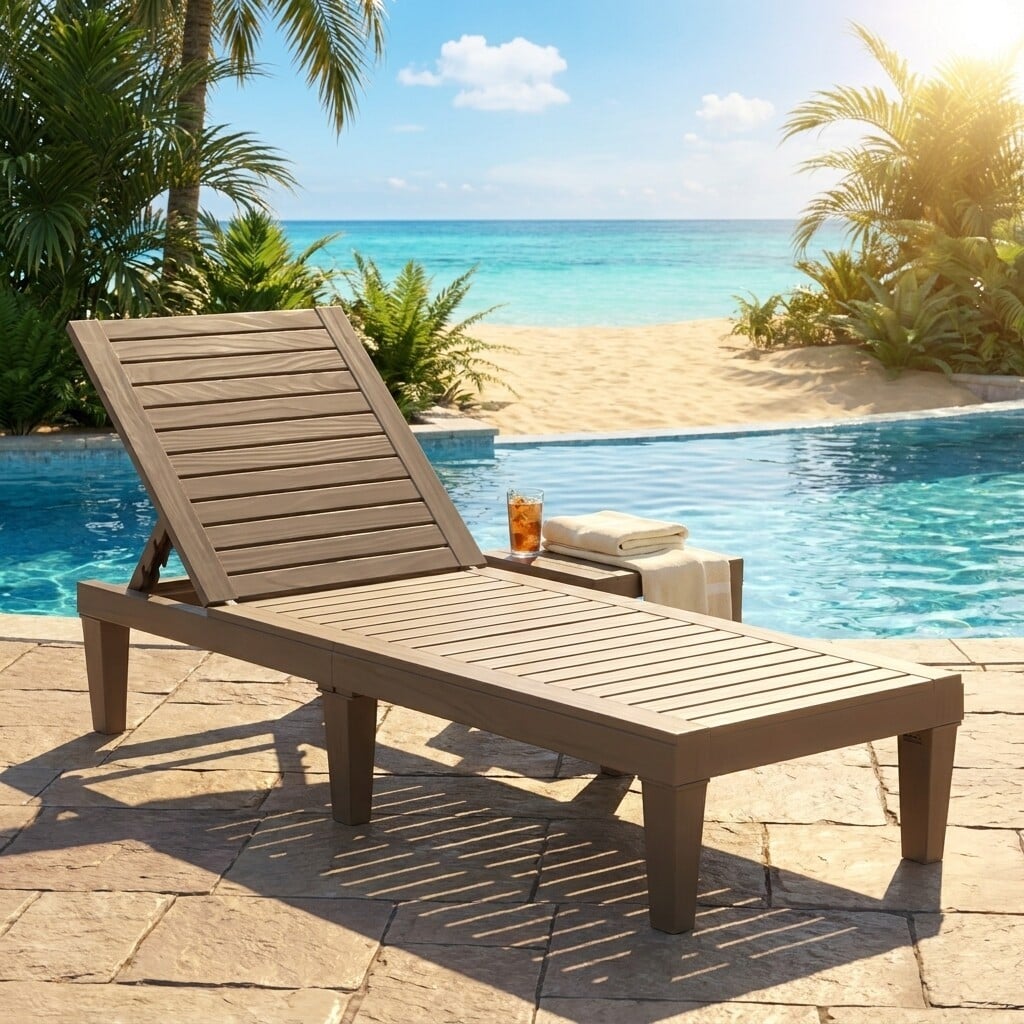 Set of 2 Outdoor Chaise Lounge Chair with 5 Positions Adjustable Backrest, Brown Outdoor Chaise Lounges at Gallery Canada