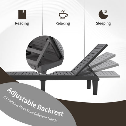 Set of 2 Outdoor Chaise Lounge Chair with 5 Positions Adjustable Backrest, Gray Outdoor Chaise Lounges at Gallery Canada