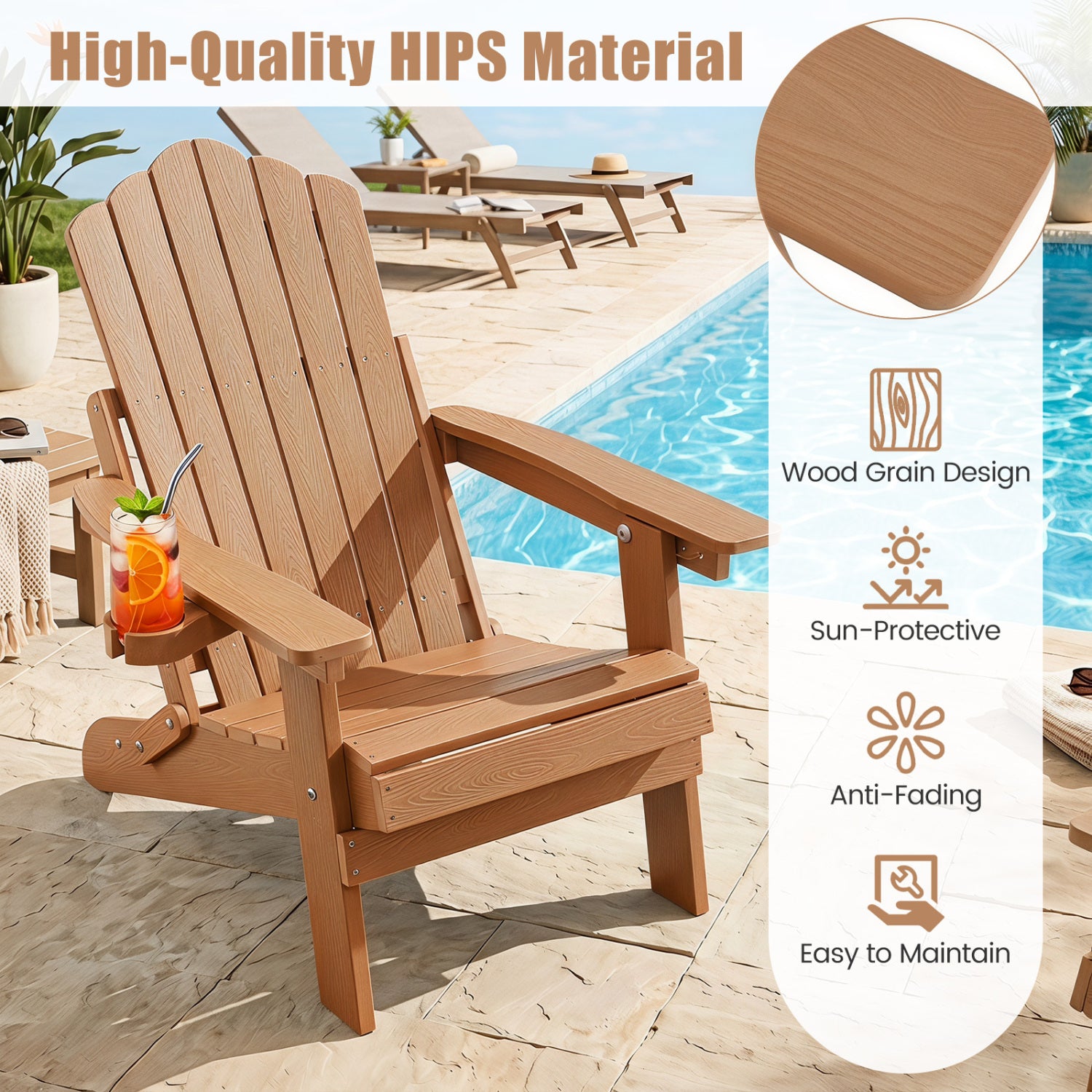2 Outdoor Folding Adirondack Chairs With Cup Holder, Coffee Adirondack Chairs at Gallery Canada
