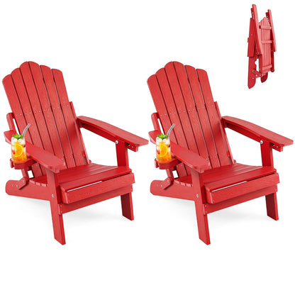 Set of 2 Outdoor Folding Adirondack Chairs, Red Adirondack Chairs Red at Gallery Canada