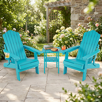 Set Of 2 Folding Adirondack Chairs With Cup Holder, Turquoise Adirondack Chairs at Gallery Canada