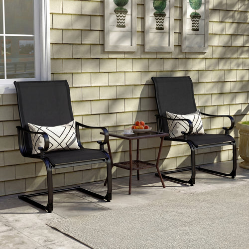 Set of 2 Patio Chairs, Quick-Dry Fabric, Black
