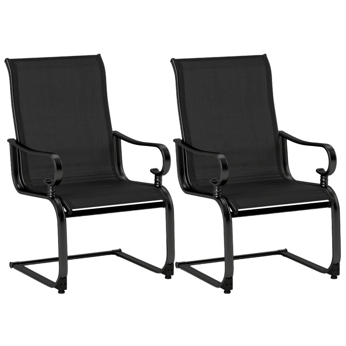 Set of 2 Patio Chairs, Quick-Dry Fabric, Black Patio Dining Chairs at Gallery Canada