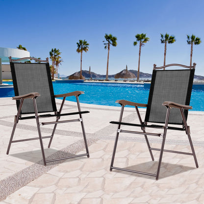 2-Piece Patio Folding Sling Back Camping Chairs, Brown Patio Dining Chairs at Gallery Canada