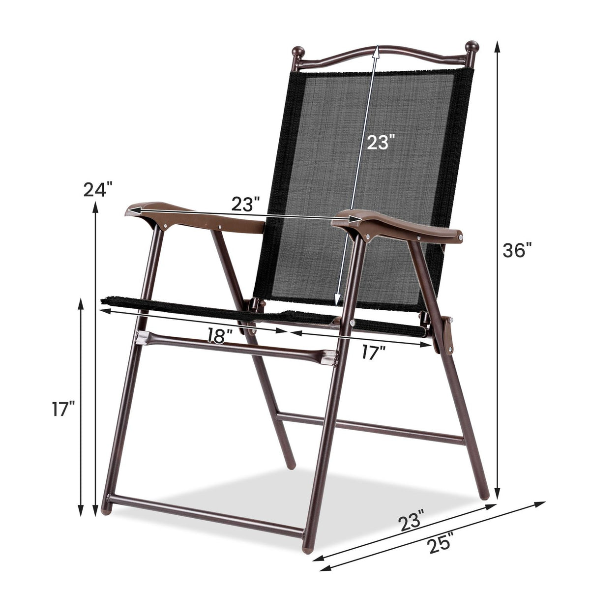 2-Piece Patio Folding Sling Back Camping Chairs, Brown Patio Dining Chairs at Gallery Canada