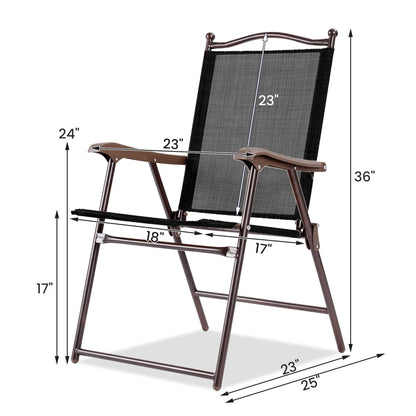 2-Piece Patio Folding Sling Back Camping Chairs, Brown Patio Dining Chairs at Gallery Canada