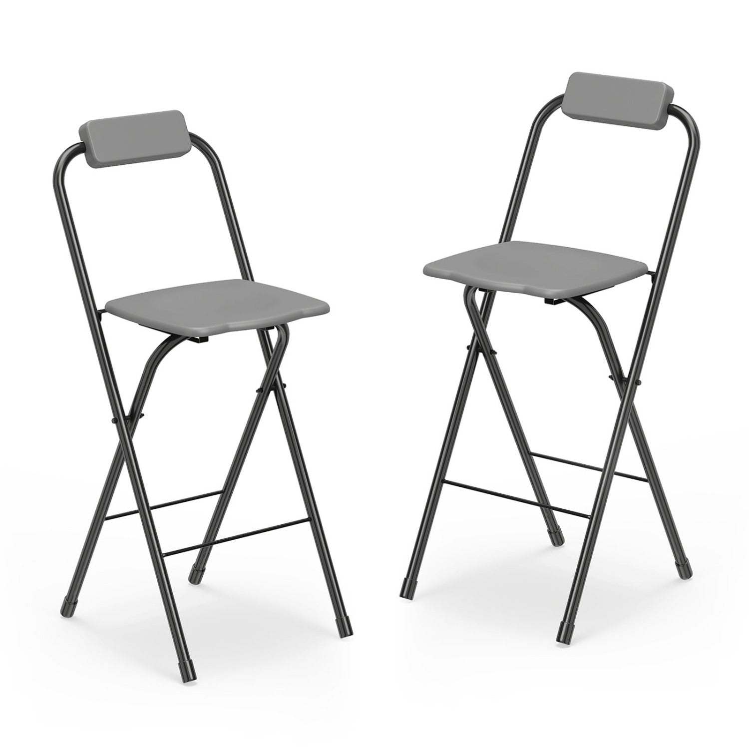 Set of 2 Portable Bar Stools with Ergonomic Seat, Black Patio Bar Furniture Black at Gallery Canada