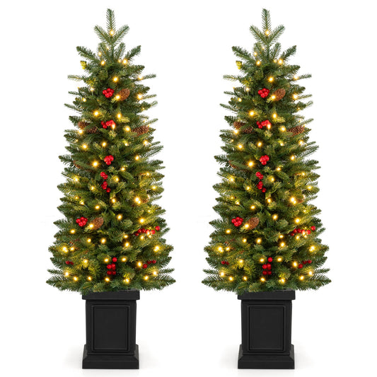 2 Pre-Lit Artificial Christmas Trees, 4FT, Green Christmas Tree Green at Gallery Canada