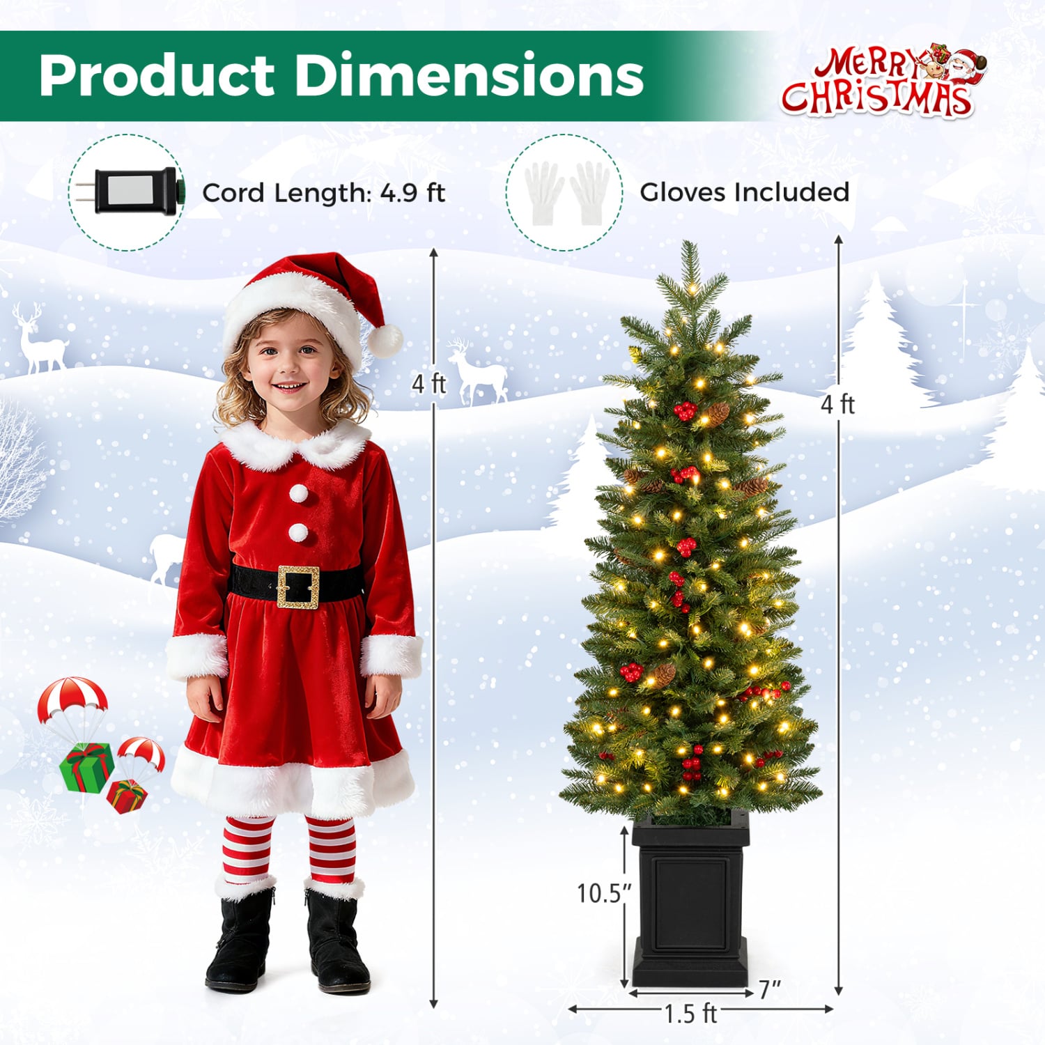 2 Pre-Lit Artificial Christmas Trees, 4FT, Green Christmas Tree at Gallery Canada