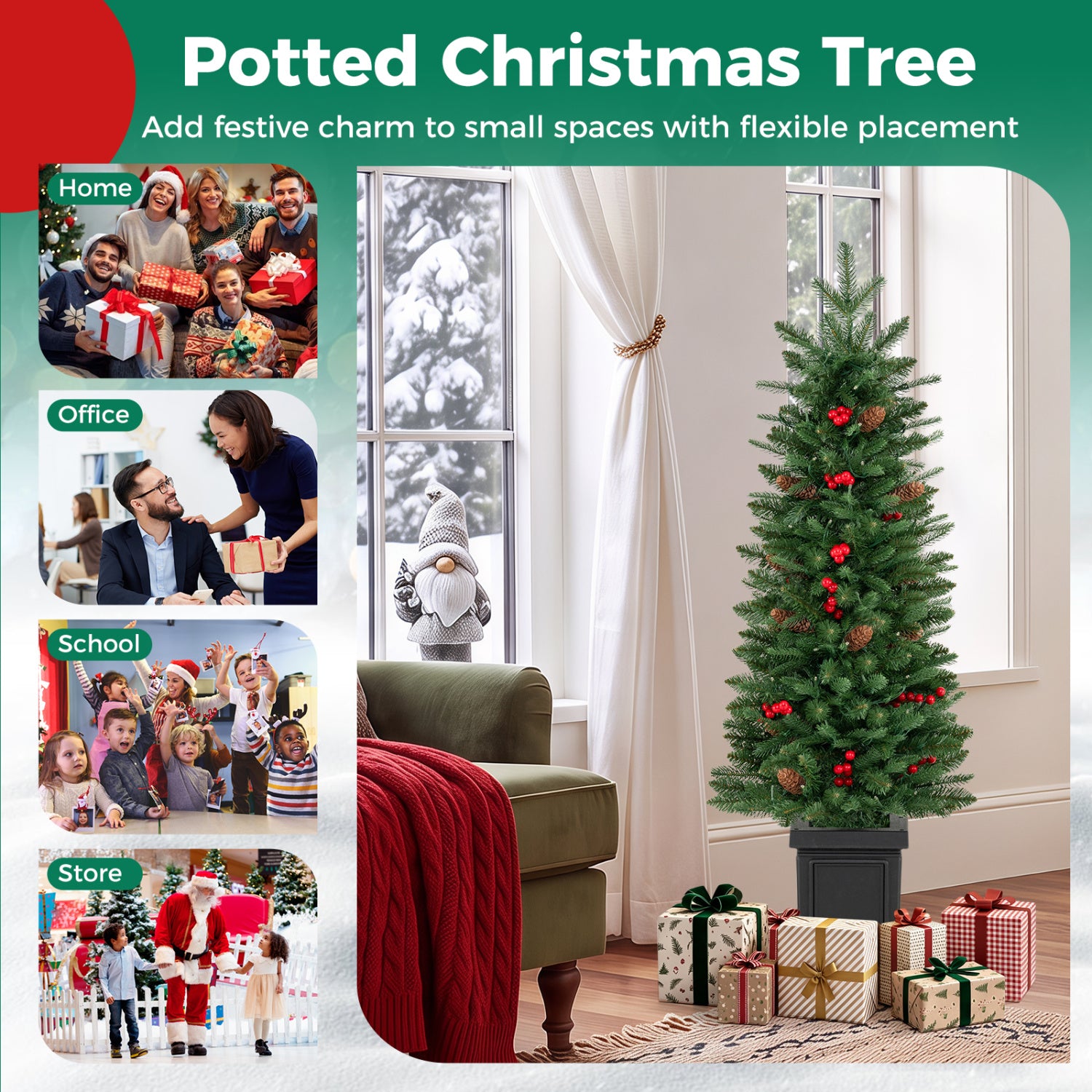 2 Pre-Lit Artificial Christmas Trees, 4FT, Green Christmas Tree at Gallery Canada