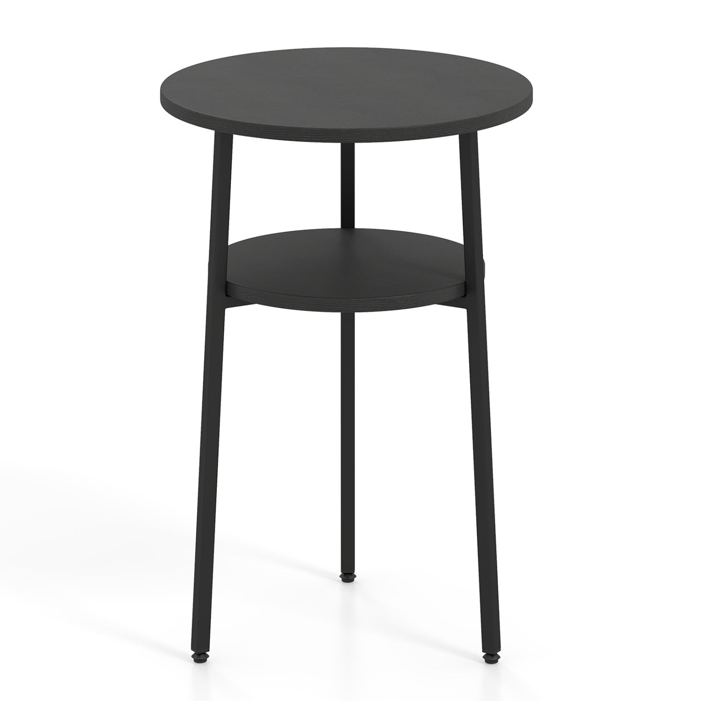 Ensemble de 2 tables d'appoint rondes avec étagère, noir