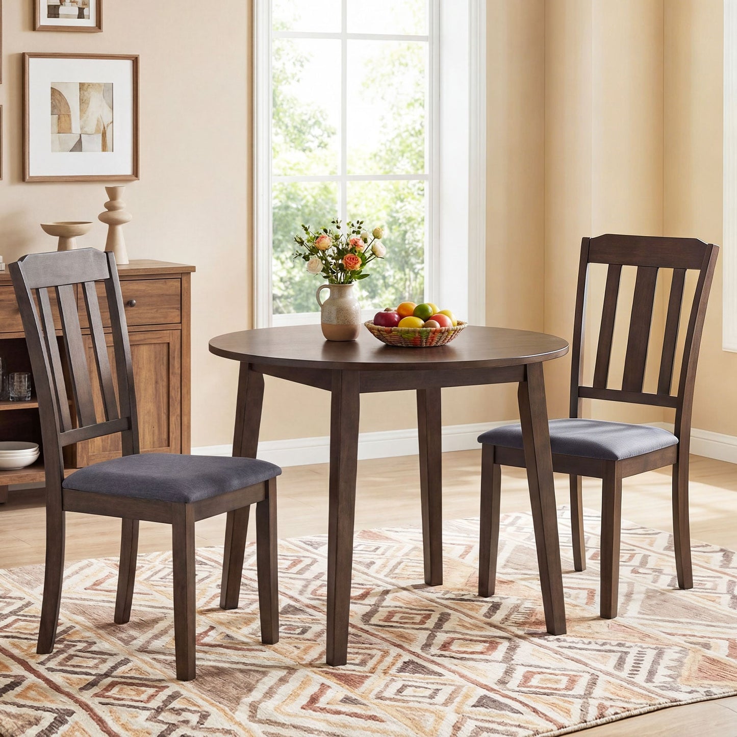 Rubber Wood Dining Chairs, Set of 2, Brown Dining Chairs at Gallery Canada
