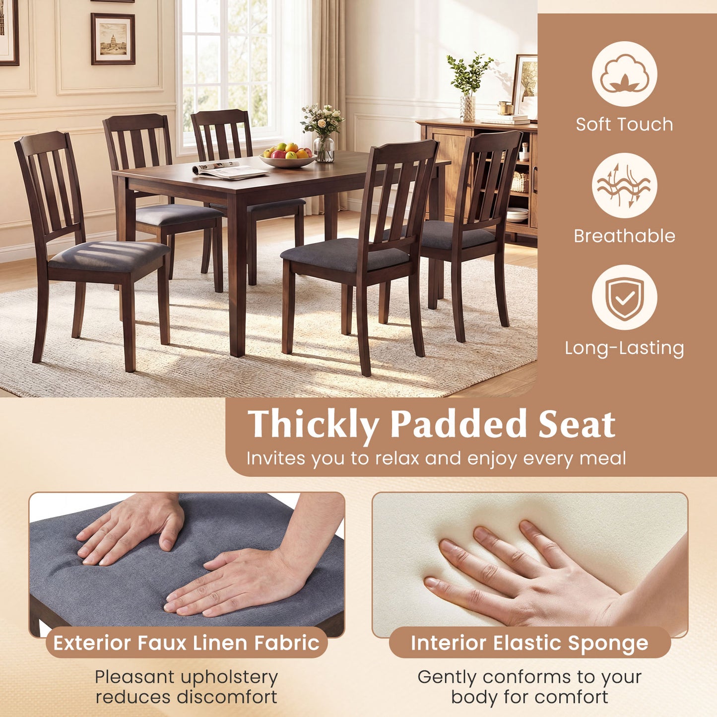 Rubber Wood Dining Chairs, Set of 2, Brown Dining Chairs at Gallery Canada