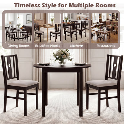Set of 2 Rubber Wood Kitchen Chairs with Fabric Padded Seat , Coffee Dining Chairs at Gallery Canada