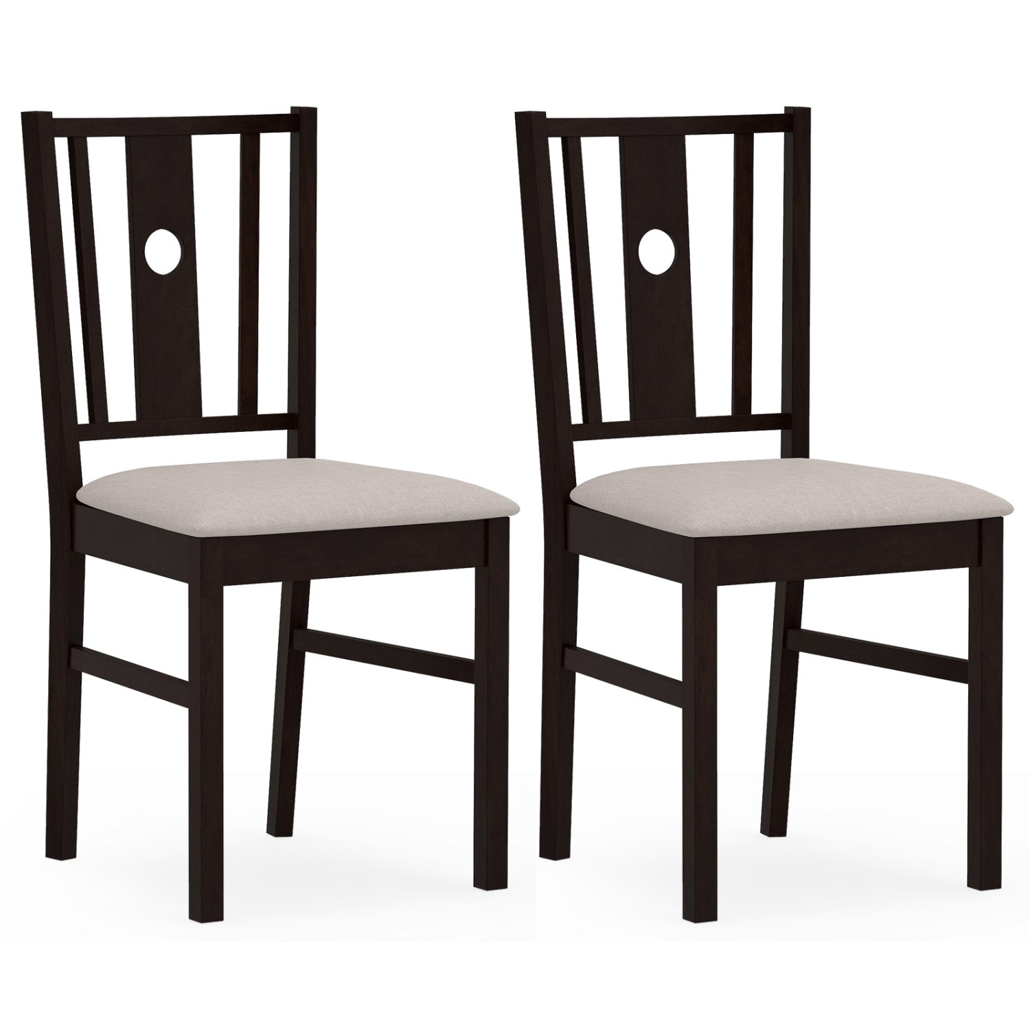 Set of 2 Rubber Wood Kitchen Chairs with Fabric Padded Seat , Coffee Dining Chairs at Gallery Canada