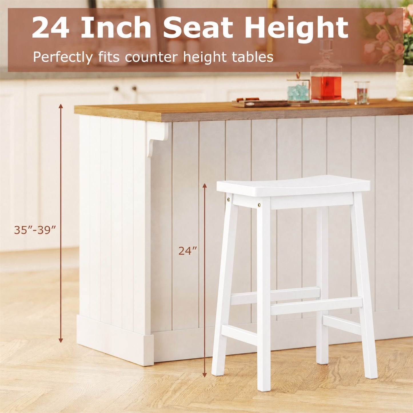 Set Of 2 Saddle-Seat Counter Stools, Beige Bar Stools at Gallery Canada