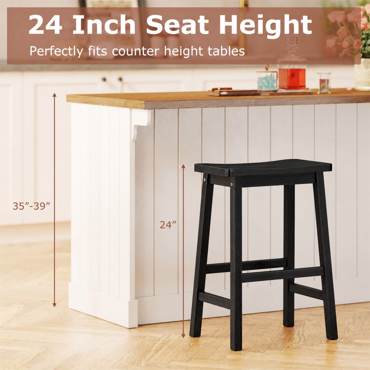 Set Of 2 Saddle-Seat Counter Height Stools With Curved Seat, Black Bar Stools at Gallery Canada