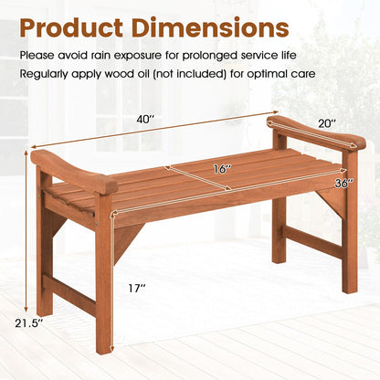 Solid Wood Backless Garden Bench, 2-Piece, Curved Seat