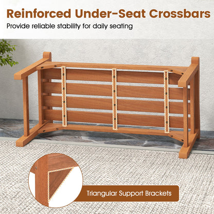 Solid Wood Backless Garden Bench, 2-Piece, Curved Seat