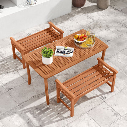 Solid Wood Backless Garden Bench, 2-Piece, Curved Seat